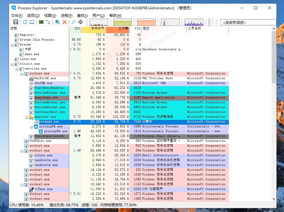 [Windows] һ���ڳ���å�������� Process Explorer v17.09 ������Я��